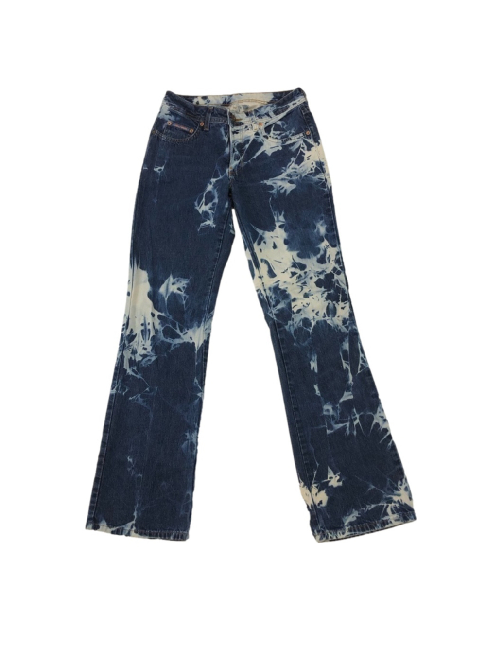 Hollywood Vintage Acid Wash Flare Jeans Y2K Grunge Festival Boho waist 28in